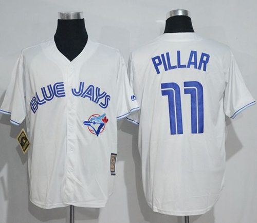 Blue Jays #11 Kevin Pillar White Cooperstown Throwback Stitched MLB Jersey